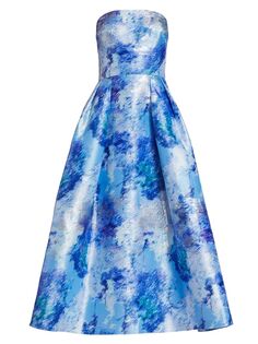 Фиолетовое жаккардовое платье-миди ML Monique Lhuillier, синий