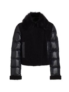 Пуховик Mainline с отделкой из овечьей шерсти Moncler, черный