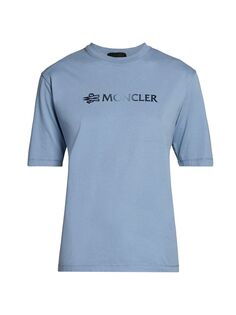 Матовая черная футболка с логотипом Moncler, синий