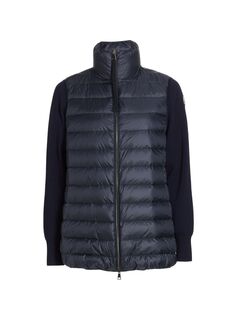 Вязаный кардиган с рукавами-пуховиками Moncler, нави