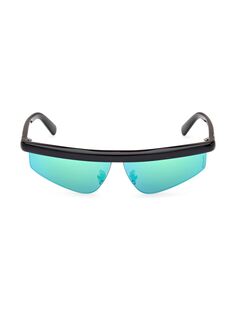 Солнцезащитные очки Moncler-Oizon 65MM с наклонной зеркальной оправой прямоугольной формы Moncler, черный