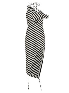 Полосатое асимметричное платье-миди Monse, черный