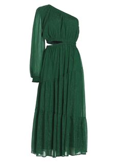 Присборенное платье-миди на одно плечо Moon River, зеленый