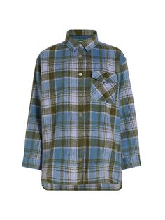Куртка-рубашка из шерсти в клетку Monrow, синий
