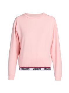 Толстовка с логотипом из смесового хлопка Moschino, розовый