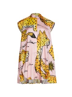 Блуза с леопардовым принтом и складками на спине Monse, розовый