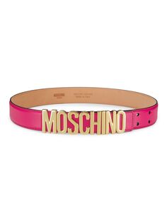 Кожаный ремень с пряжкой-логотипом Moschino, фуксия