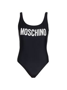 Слитный купальник с логотипом Moschino, черный