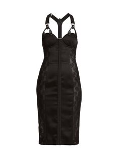 Платье-бюстье на подтяжках со швами Moschino, черный