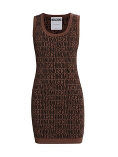 Трикотажное мини-платье с логотипом Moschino, коричневый