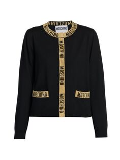 Кардиган с блестящим логотипом Moschino, черный