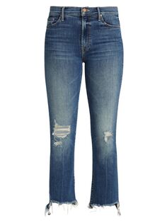 Эластичные укороченные джинсы The Insider с высокой посадкой и ступенчатым краем Mother