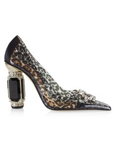 Туфли-лодочки Aurum с леопардовым принтом, украшенные кристаллами, Reflections Nalebe