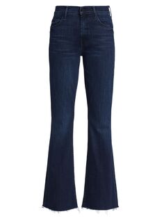 Эластичные расклешенные джинсы с высокой посадкой The Weekender Mother, мятный