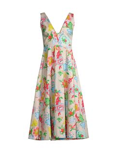Платье миди с цветочным принтом Amanpulo Empire Natori, разноцветный