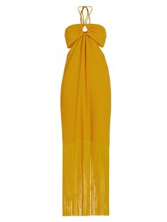 Платье макси Arrecife с вырезами и бахромой No Pise La Grama, желтый