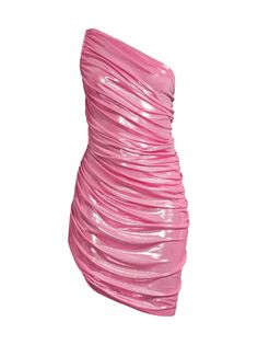 Мини-платье Diana с эффектом металлик на одно плечо Norma Kamali, розовый