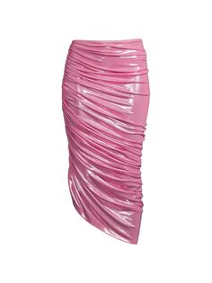 Блестящая асимметричная юбка-миди Diana Norma Kamali, розовый