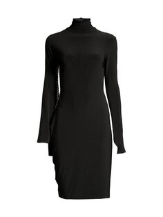 Мини-платье с длинными рукавами и заклепками Norma Kamali, черный