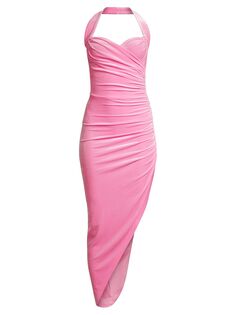 Облегающее асимметричное платье-миди Cayla Norma Kamali, розовый
