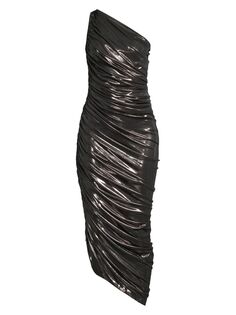 Платье Diana с эффектом металлик и рюшами на одно плечо Norma Kamali