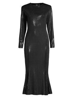 Платье миди с эффектом металлик Norma Kamali, черный