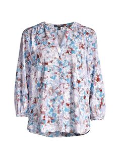 Блузка с защипами и цветочным принтом NYDJ