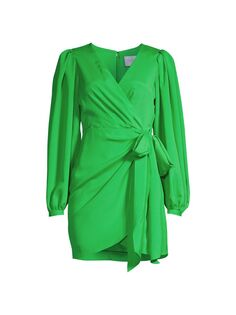 Мини-платье с длинными рукавами и завязками сбоку One33 Social, зеленый