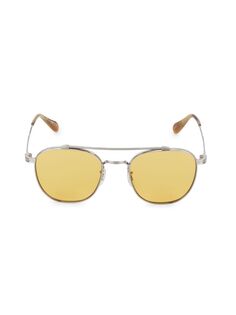 Солнцезащитные очки Mandeville 49MM с матовым золотом и двойной перемычкой Oliver Peoples, серебряный