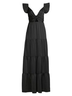 Ярусное платье из тафты с вырезами One33 Social, черный
