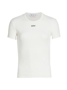 Базовая футболка в рубчик с логотипом Stamp Off-White, белый