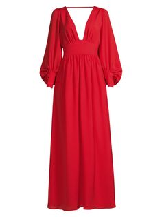 Макси-платье с объемными рукавами One33 Social, красный
