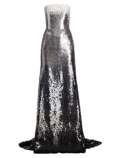 Платье без бретелек с эффектом омбре и пайетками Oscar de la Renta, черный