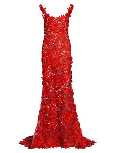 Платье русалки с цветочным принтом Oscar de la Renta