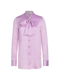 Шелковая блузка с завязками на воротнике Oscar de la Renta