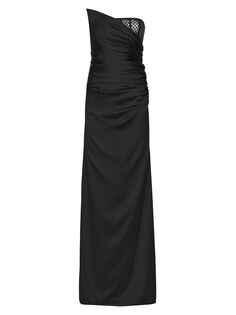 Платье без бретелек, украшенное ажурной сеткой Ozgur Masur, черный