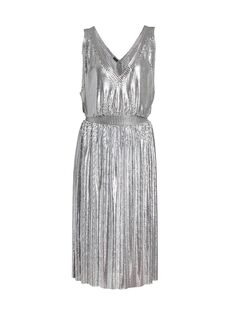 Платье металлик с V-образным вырезом Paco Rabanne, серебряный