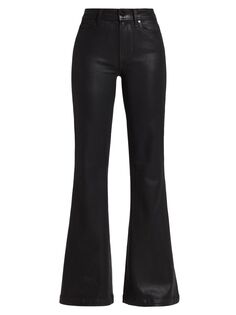 Расклешенные джинсы Genevieve с высокой посадкой и покрытием Paige, черный
