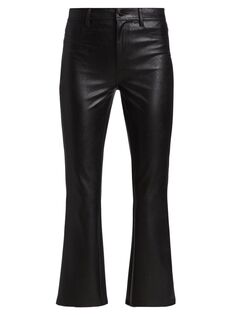 Укороченные расклешенные джинсы до щиколотки Claudine из искусственной кожи с высокой посадкой Paige, черный