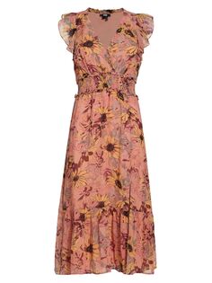 Шелковое платье миди с цветочным принтом Katharina Paige, розовый