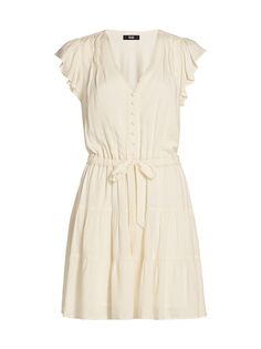 Мини-платье трапециевидной формы Rosalee с оборками на рукавах Paige, белый