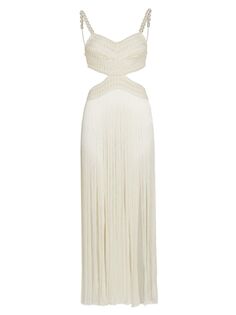 Платье с вырезами из бисера и бахромы PatBO, белый