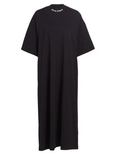 Классическое платье-футболка с логотипом Palm Angels, черный