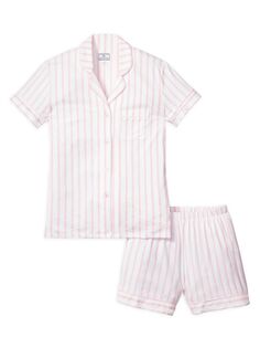 Пижамный комплект из двух частей с полосатыми шортами Petite Plume, розовый