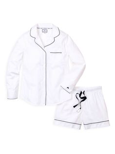 Классический пижамный комплект с длинным рукавом Petite Plume, белый