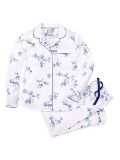 Пижамный комплект цвета индиго с цветочным принтом Petite Plume, белый