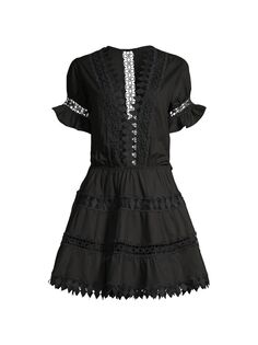 Мини-платье Ora с вышивкой Peixoto, черный