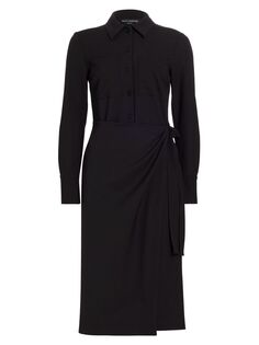Платье-рубашка с длинными рукавами и завязками по бокам Piazza Sempione, черный