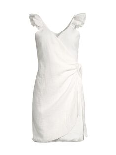 Хлопковое мини-платье Emma с запахом Peixoto, белый
