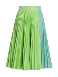 Плиссированная двухцветная юбка-миди Plan C, зеленый